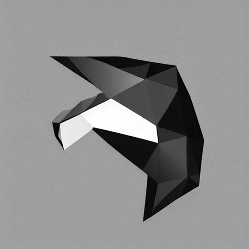 Image similar to 2 dimensional, vector, low poly, white eagle icon, black background, cgsociety, artstation