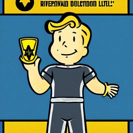 Image similar to fallout 4 info poster of vault boy holding uranium