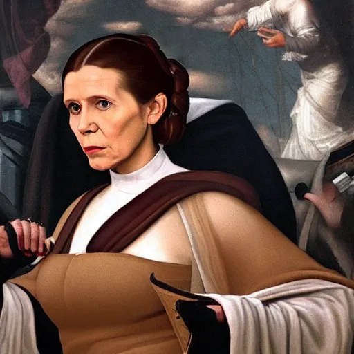 Image similar to leia organa in the style of a wealthy renaissance painting