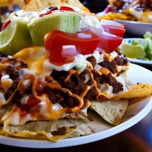 Prompt: supreme nachos burrito burger foodporn hd 4k photography