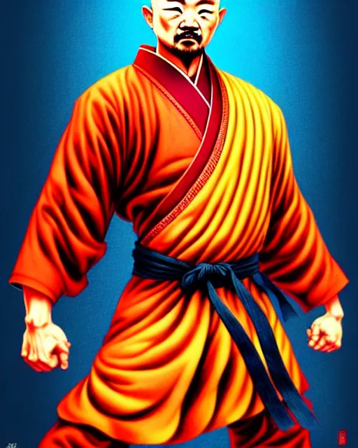 Image similar to richly detailed color illustration of a shaolin-president-politician-kung-fu illustrated by Artgerm and Timothy Kong . 3D shadowing