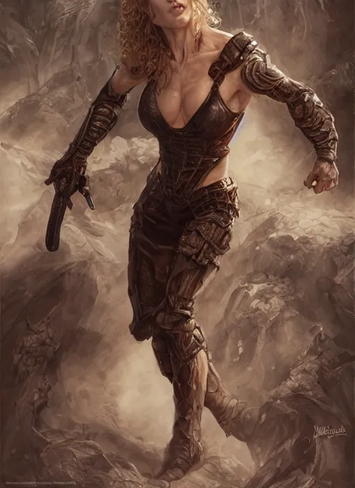 Image similar to muscled Nicole Kidman as a ruggedly handsome hero, intricate, elegant, highly detailed, centered, digital painting, artstation, concept art, smooth, sharp focus, illustration, artgerm, donato giancola, Joseph Christian Leyendecker, WLOP, Boris Vallejo, Artgerm