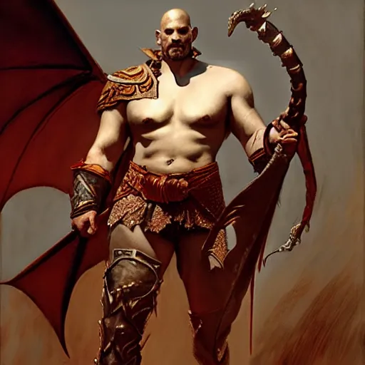 Image similar to iron bull, dragon age, painting by gaston bussiere, craig mullins, j. c. leyendecker, tom of finland