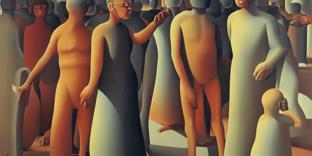 Prompt: science - fiction - poster - oil - painting - by - george - tooker