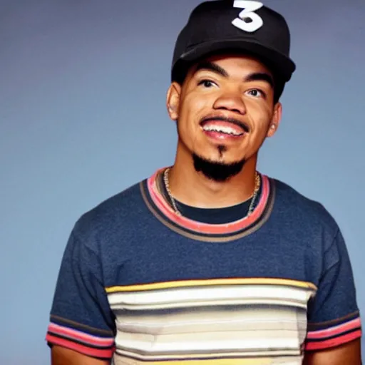 Image similar to a tv still of Chance The Rapper starring as a black college student at Jones College Prep in a 1993 sitcom