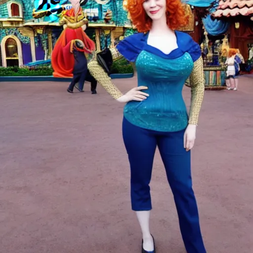 Image similar to christina hendricks in disney land,