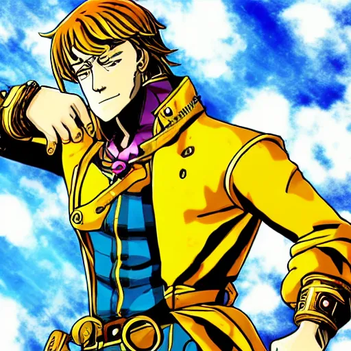 Prompt: arthur in the style of jojo's bizarre adventure