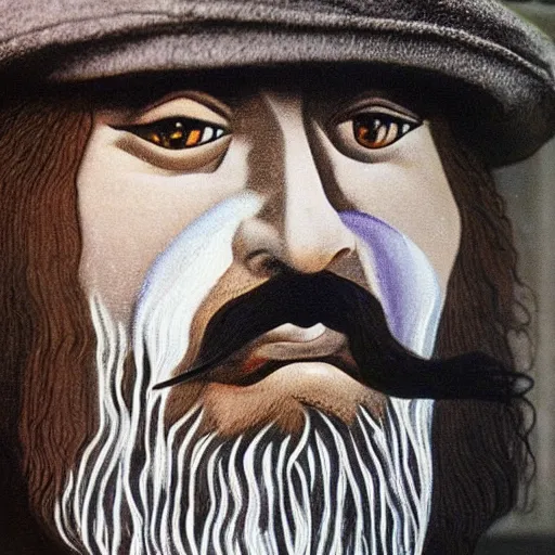 Image similar to bearded graffiti, real life, sharp focus, painted by salvador dali