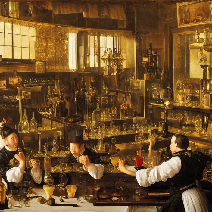 Image similar to still life of a fancy bar in tokyo by pieter claesz, oil on canvas, strong lighting, highly detailed, hyper realism, golden hour, god rays, hd, 4 k