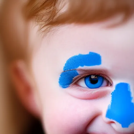 Image similar to headshot portrait, a girl with blue eyes and tear on his cheek, smiling, cute nose, perfect faces, fine details, by martine, by johanna,, 4 k,