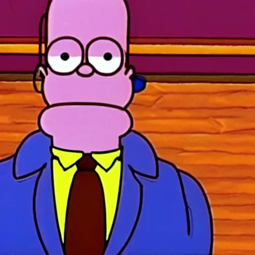 Prompt: A still of Twin Peaks (1990) starring Homer Simpson