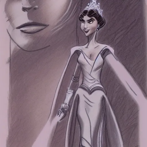 Image similar to milt kahl sketch of victoria justice as princess padme in star wars episode 3