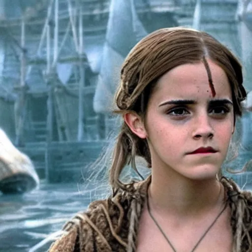 Image similar to emma watson as hermione granger in waterworld