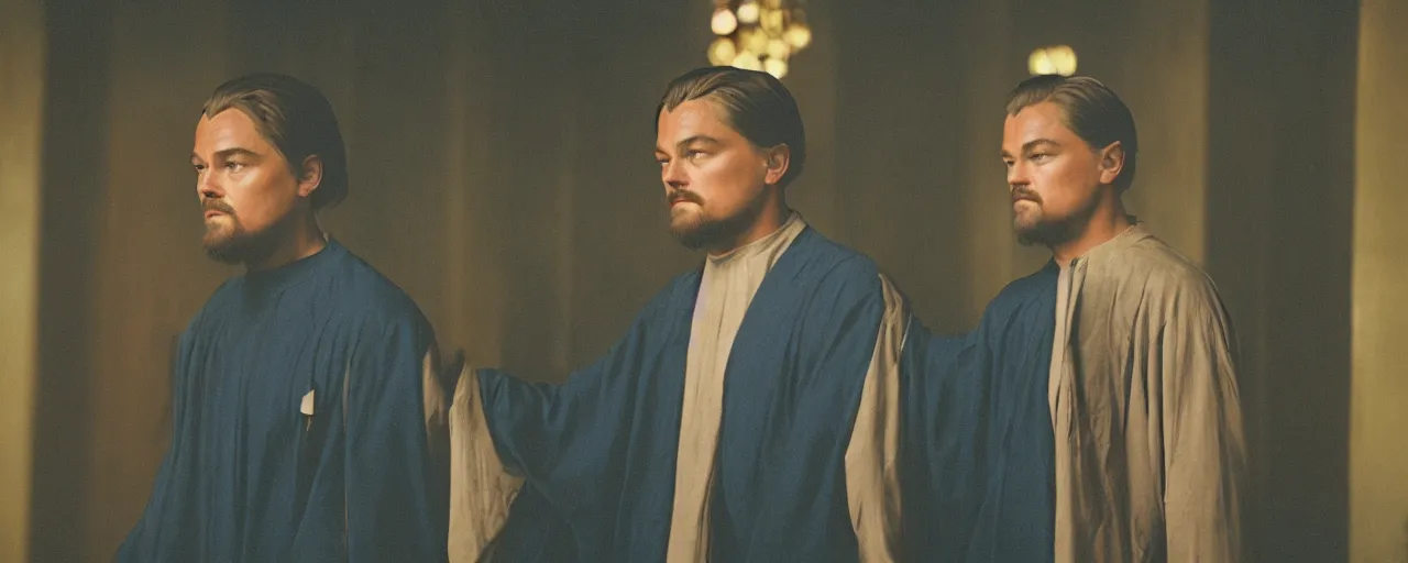 Image similar to leonardo dicaprio as a religious cult leader, national geographic, canon 5 0 mm, cinematic lighting, photography, retro, film, kodachrome