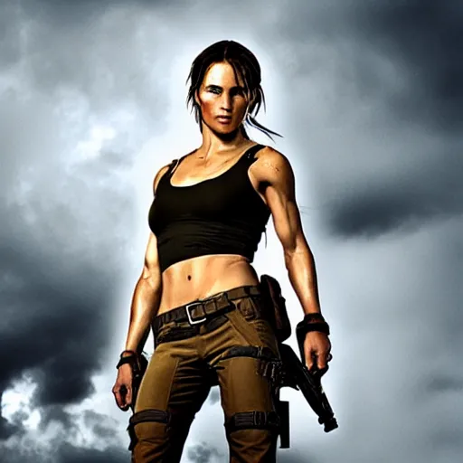 prompthunt: Jennifer Connelly plays Lara croft, promo poster, movie poster,  cool pose