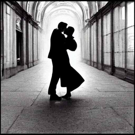 Prompt: the couple's last kiss, photo made by Arthur Elgort award winning, very known photo, 4K, museum