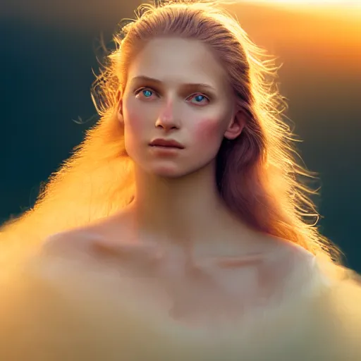 Image similar to photographic portrait of a stunningly beautiful renaissance female in soft dreamy light at sunset, contemporary fashion shoot, by edward robert hughes, annie leibovitz and steve mccurry, david lazar, jimmy nelsson, breathtaking, 8 k resolution, extremely detailed, establishing shot, artistic, hyperrealistic, perfect face, octane render