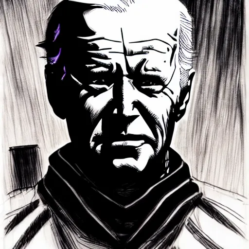 Image similar to Joe Biden looking sinister, by Tsutomu Nihei, highly detailed