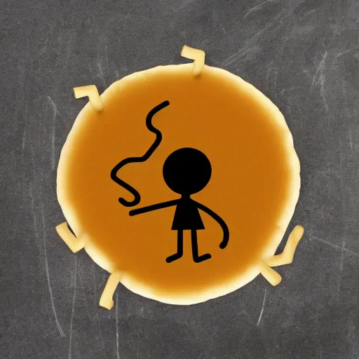 Prompt: stickfigure jumping inside a cheese hole