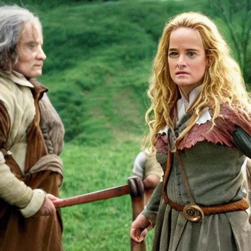 Prompt: elisabeth shue as a hobbit