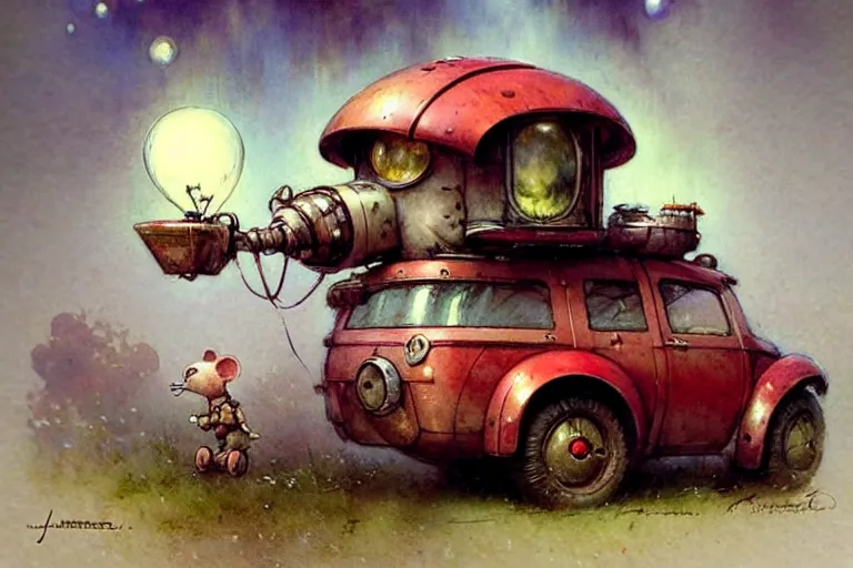 Prompt: adventurer ( ( ( ( ( 1 9 5 0 s retro future robot mouse balloon adventure wagon house. muted colors. ) ) ) ) ) by jean baptiste monge!!!!!!!!!!!!!!!!!!!!!!!!! chrome red