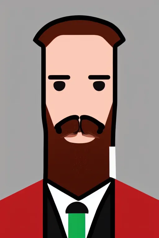 Image similar to face icon stylized minimalist portrait of a respectable dignified 3 0 ish pentecostal preacher with kind eyes and red beard and hair, serge birault, global illumination