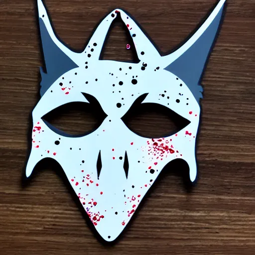 Image similar to die cut sticker, princess mononoke mask, splatter paint