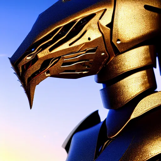 Image similar to close up bust shot, realistic detailed stunning beautiful armored anthropomorphic humanoid robot female dragon, doing an elegant pose, looking to the side, sleek streamlined armor and design, sharp claws, Slick LEDs, standing on two legs, on the beach during sunset, high quality, cinematic art, sunset lighting, artstation, deviantart, furaffinity