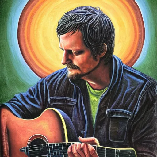 Prompt: sturgill simpson, portrait, by alex gray, by dan hillierd