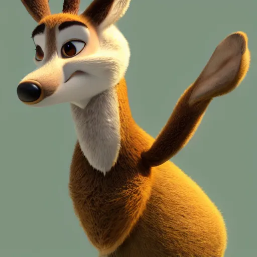 Image similar to portrait, 3 d render, tall, slightly fat, anthropomorphic female deer, wearing along white dress, in the style of zootopia,