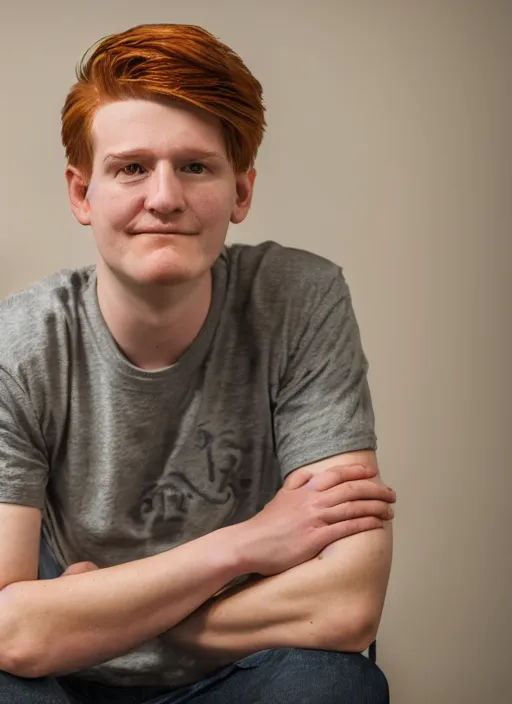 Image similar to portrait photo still of real life philip j fry, 8 k, 8 5 mm, f. 1 4