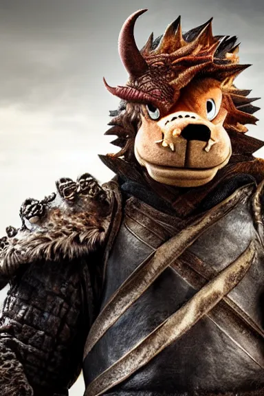 Image similar to very very intricate photorealistic photo of bowser in an episode of game of thrones, photo is in focus with detailed atmospheric lighting, award - winning details