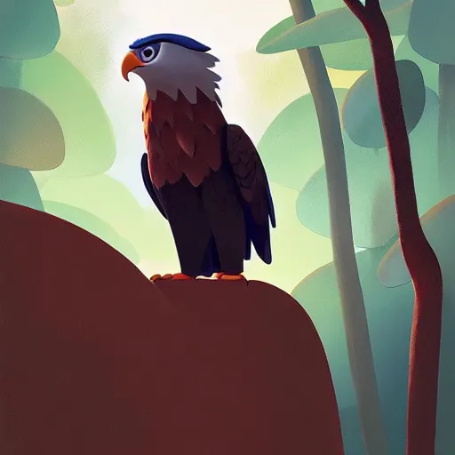 Image similar to goro fujita illustration a young little eagle in the jungle by goro fujita, painting by goro fujita, sharp focus, highly detailed, artstation