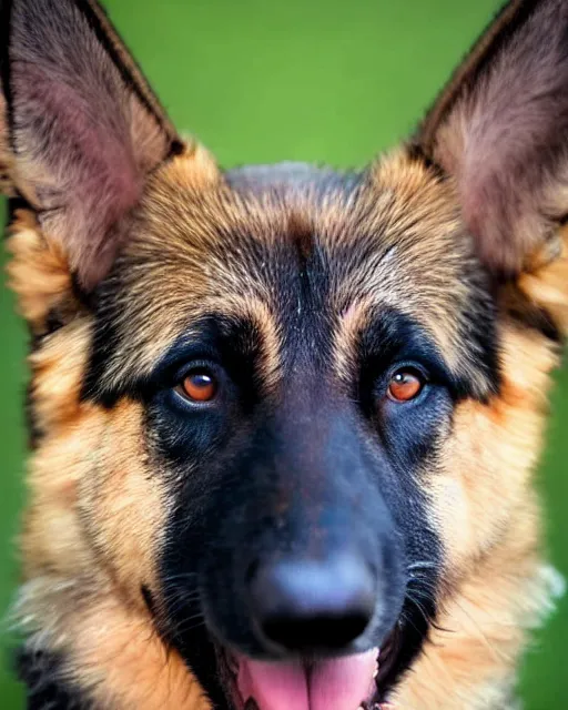 Image similar to closeup portrait photograph of a happy german shepherd