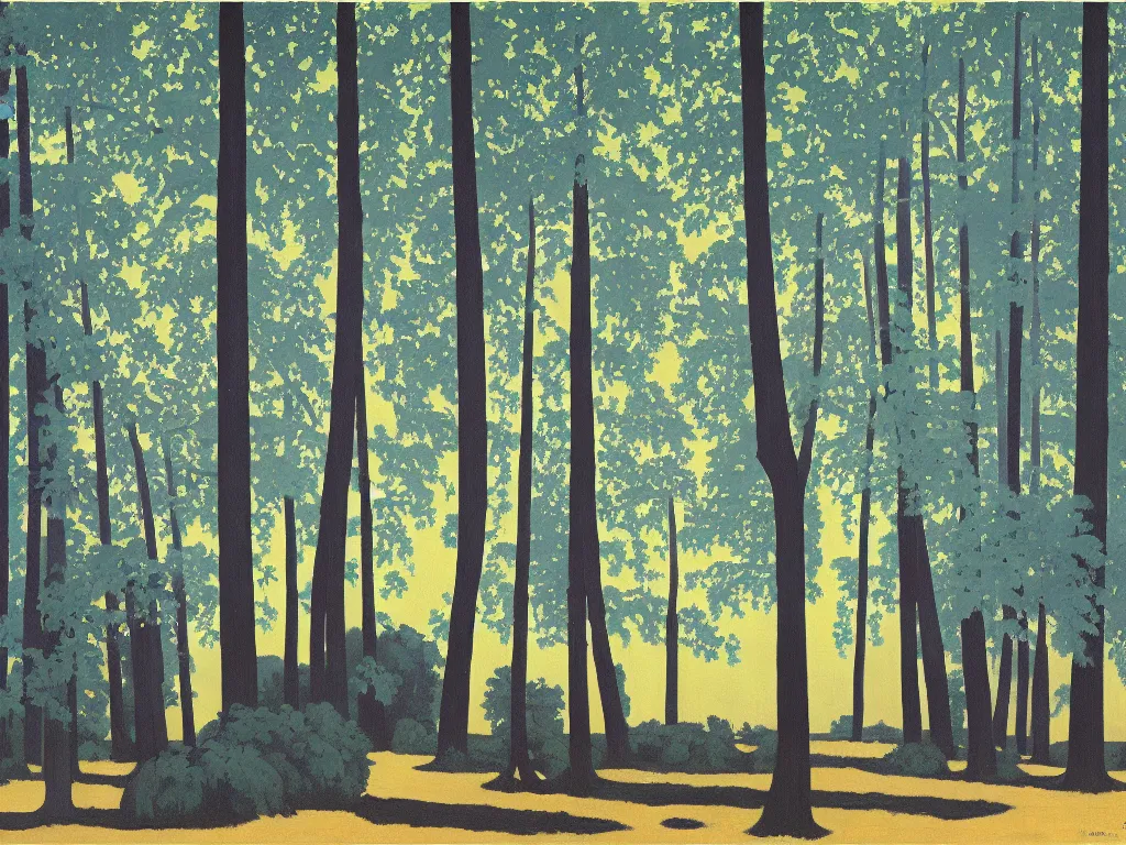 Image similar to apocalypse in the cypresses forest. painting by felix vallotton
