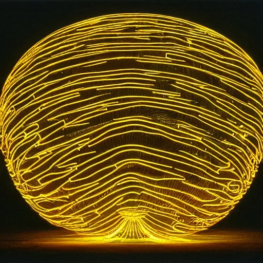 Image similar to annie liebowitz portrait of a plasma energy tron dinosaur egg constructed of glowing electric spirals and patterns. cinestill