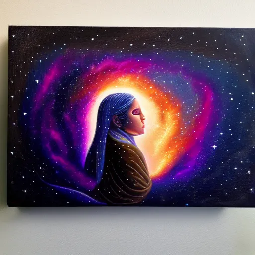 Image similar to facing the darkness galactic nebular astral realm sacred journey in oil painting, trending on artstation, award winning, emotional, highly detailed surrealist art