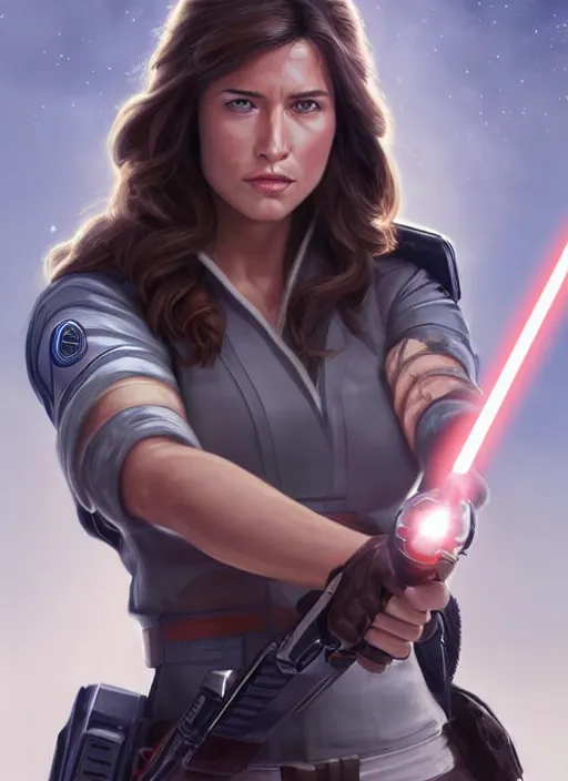 Image similar to face of jaina solo, jedi from star wars legends books, science fiction star wars space opera, insanely realistic and highly detailed portrait by tsuyoshi nagano, trending on artstation, great lighting