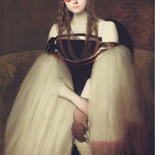 Prompt: a striking hyper real painting of Elle Fanning by Paul Delaroche