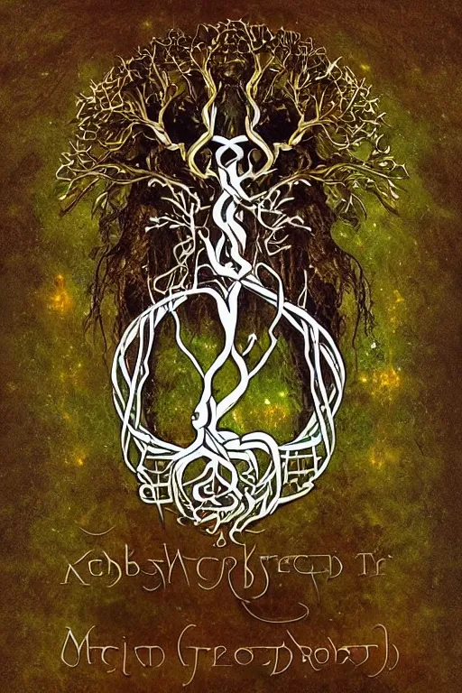 Image similar to gnostic kabbalist druid - merging with - the tree of life