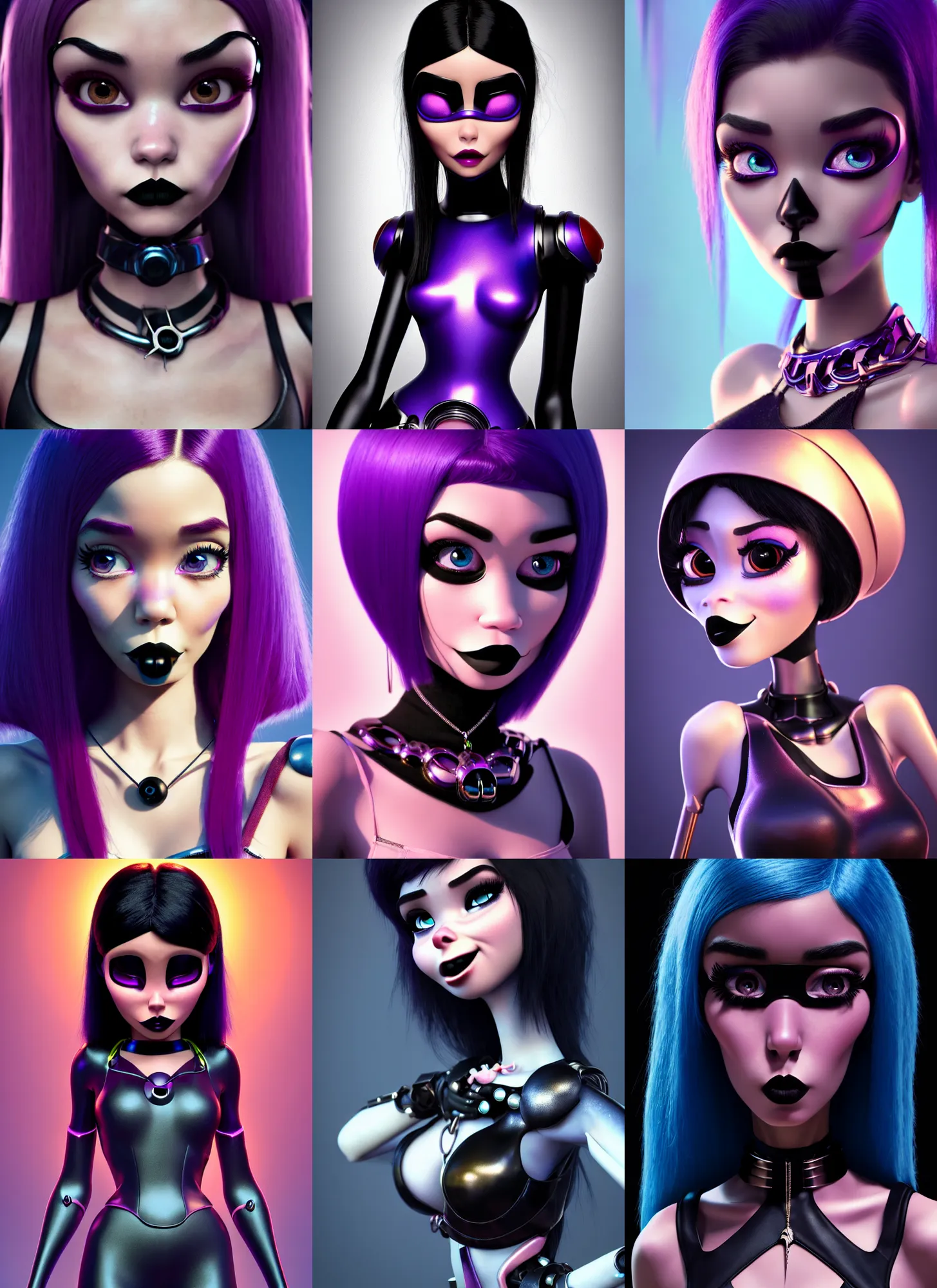 Prompt: pixar woman madison beer edm goth cyborg, sweaty | jewelry | glamorous oily soft polished rich ornate pout modern | weta disney pixar movie still photo | hi - fructose, fantasy, straps, smooth, octane render, sharp focus, artstation, concept art | artgerm, mucha, wlop, loish |