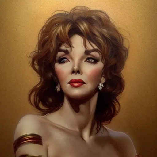 Image similar to amazing lifelike award winning pencil illustration of Joan Collins Dynasty trending on art station artgerm Greg rutkowski alphonse mucha cinematic