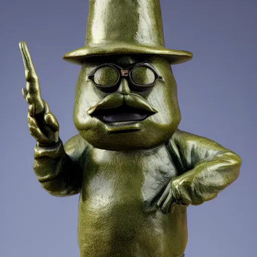 Prompt: a statue of master shake, bronze, 3 5 mm, iconic, detailed