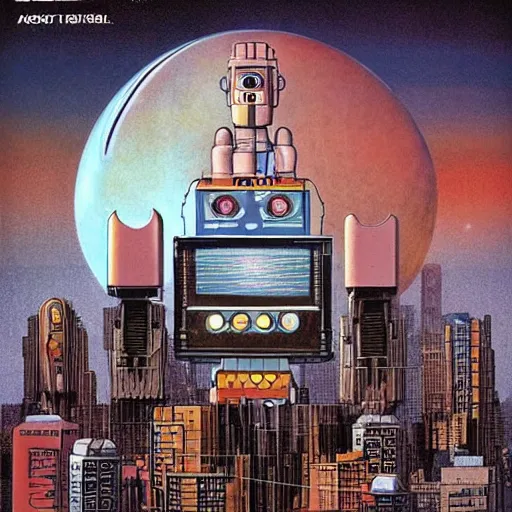 Prompt: Isaac Asimov's Robot City cover art