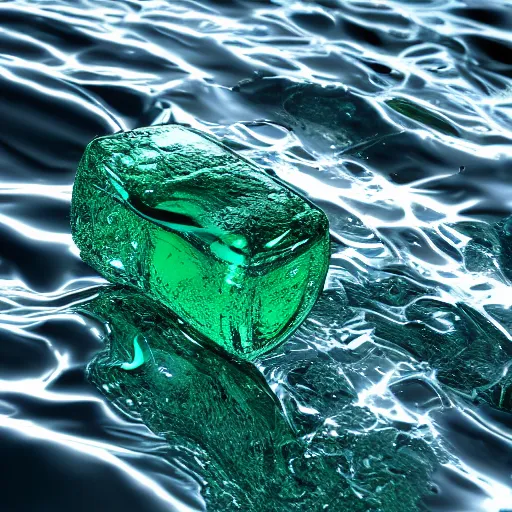 Prompt: water made out of emerald, 4k