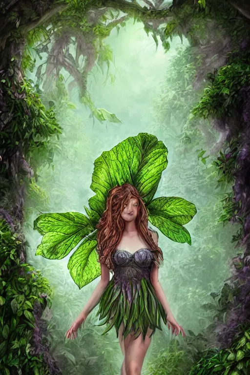Prompt: book cover | plant fairy | digital painting | highly detailed | ultra realistic | dark fantasy