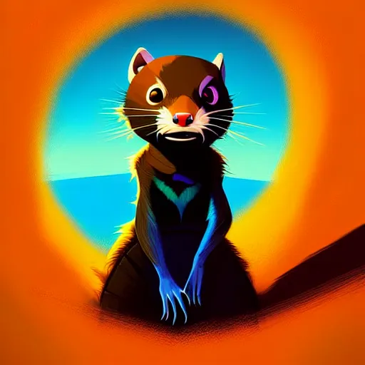 Image similar to curved perspective, extreme narrow, extreme fisheye, digital art of a marten animal by anton fadeev from nightmare before christmas