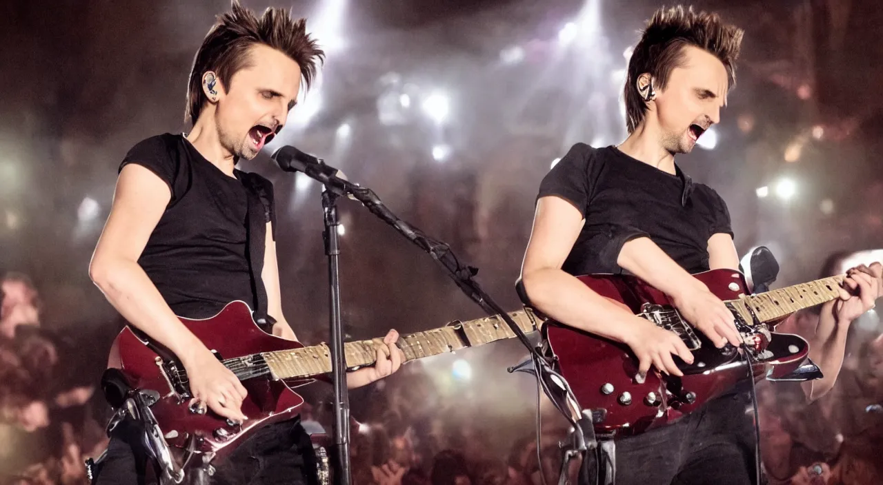 Image similar to matt bellamy playing guitar, 2 0 1 5 live music video, official music video