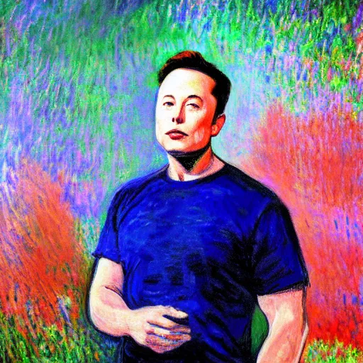 Image similar to elon musk, painting by Monet