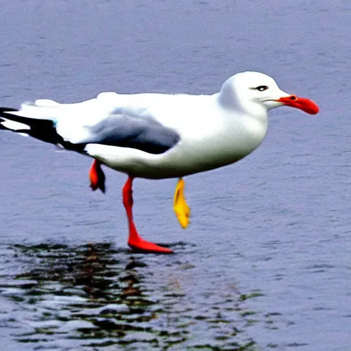 Image similar to a gull throwing a trash can, in the style of princess mononoke